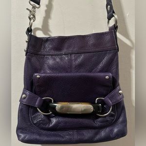 B. Makowsky Deep Purple Leather Crossbody Bag - image 1